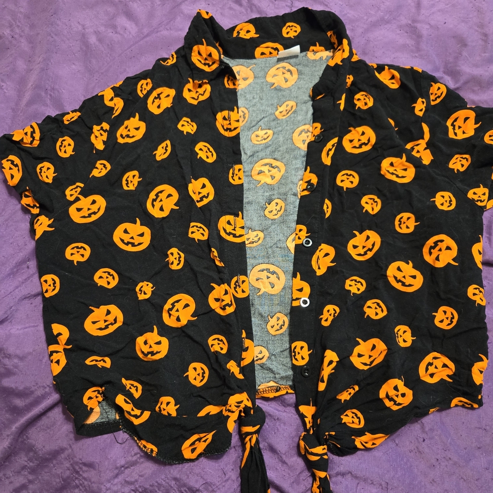 Spirit Halloween Pumpkin Shirt - Black and Orange